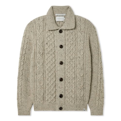 laydown image of Hudson Aran Cardigan