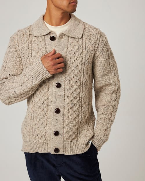 on model image of Hudson Aran Cardigan