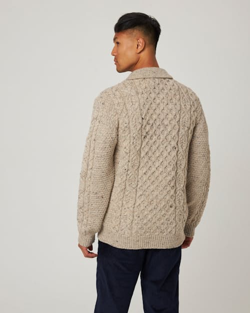 on model image of Hudson Aran Cardigan