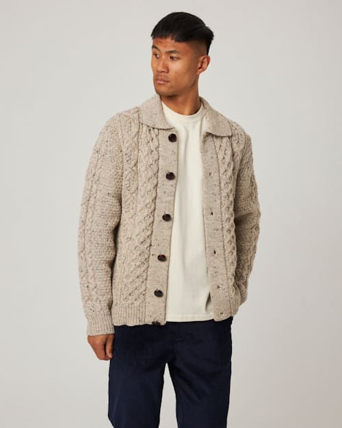 on model image of Hudson Aran Cardigan
