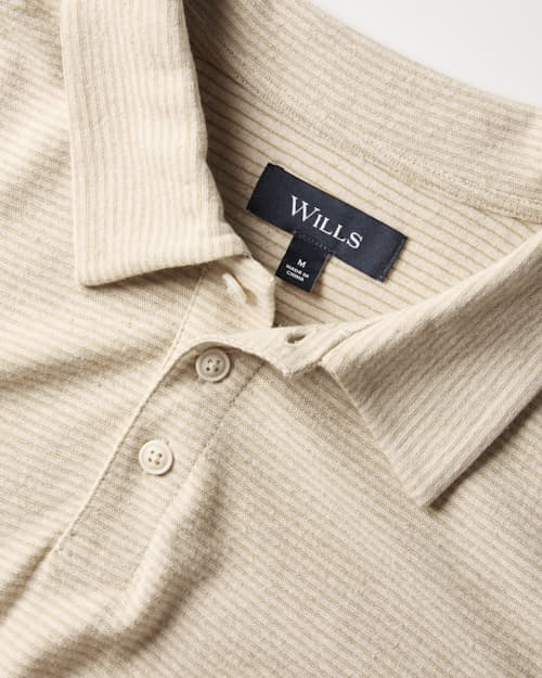 laydown detail image of Cotton Linen Long Sleeve Polo