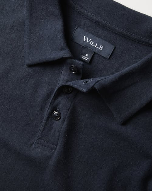 laydown detail image of Cotton Linen Long Sleeve Polo