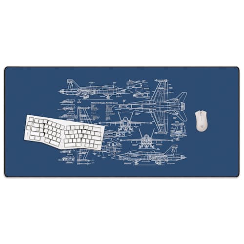 laydown image of 18A Hornet Blueprint Mousepad