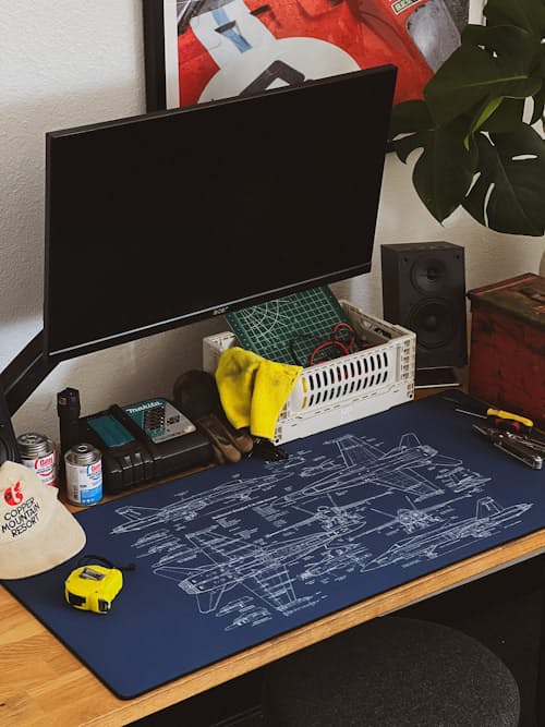 lifestyle image of 18A Hornet Blueprint Mousepad