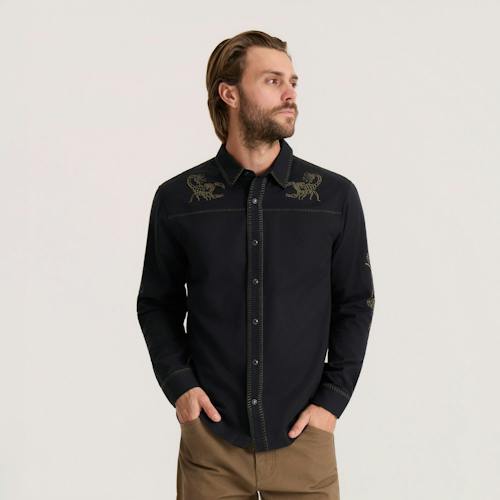 on model image of Ritual Range Long Sleeve Shirt