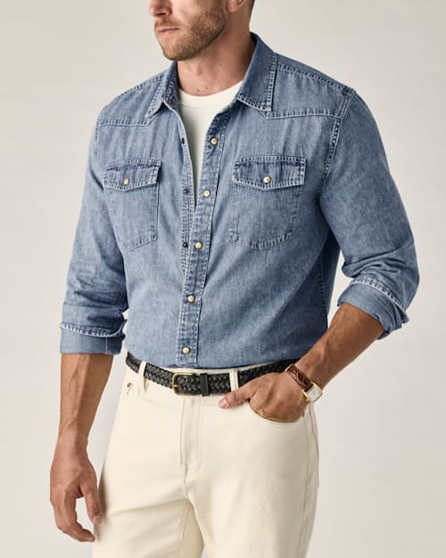 on model image of Cotton Western Shirt