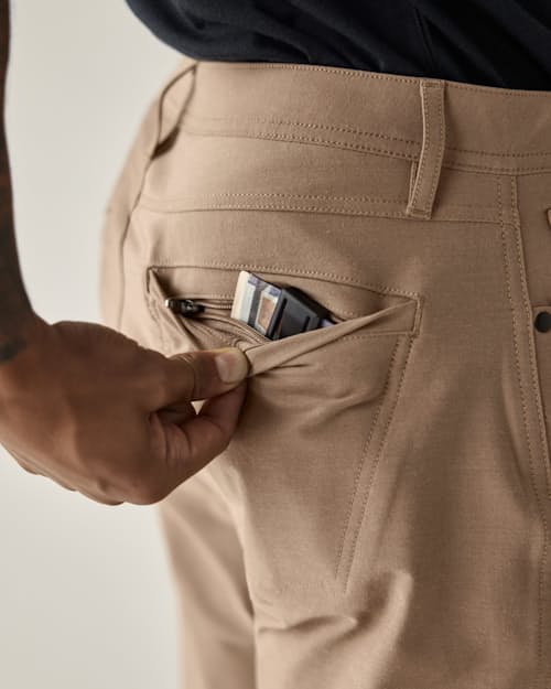 on model image of 72-Hour Merino 5-Pocket Pant - HB Athletic Tapered