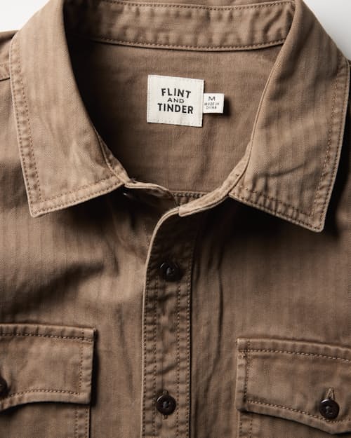 laydown detail image of Washed Herringbone Workshirt