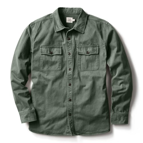 laydown image of Washed Herringbone Workshirt