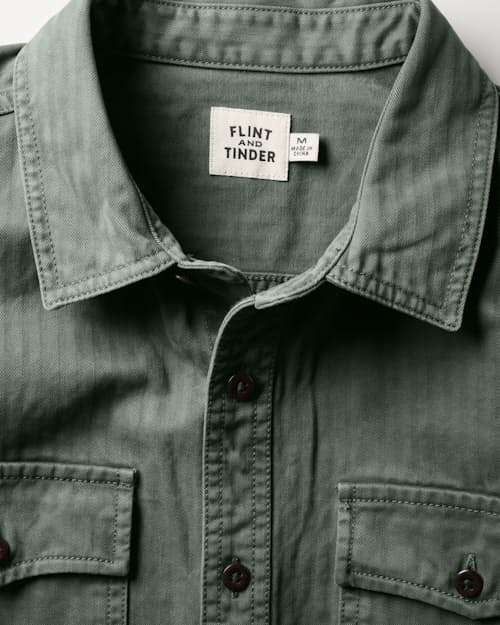 laydown detail image of Washed Herringbone Workshirt