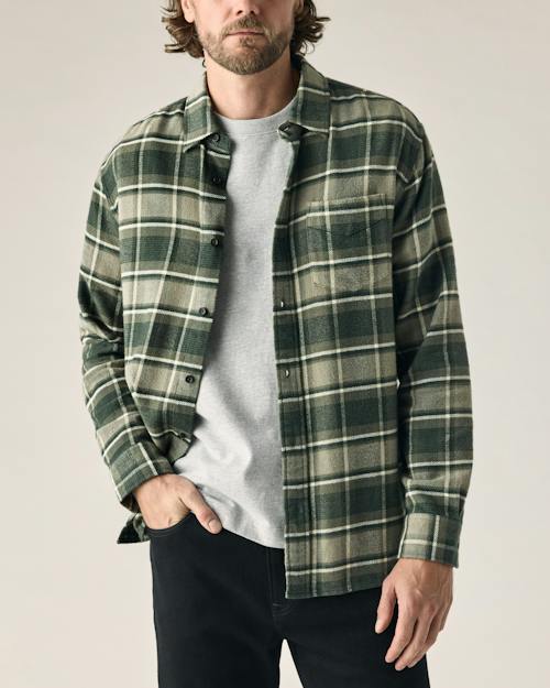 on model image of Flannel Architect Shirt