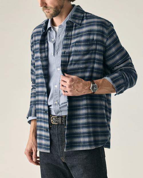 on model image of Flannel Architect Shirt