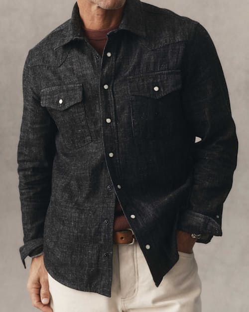 on model image of The Glacier Shirt