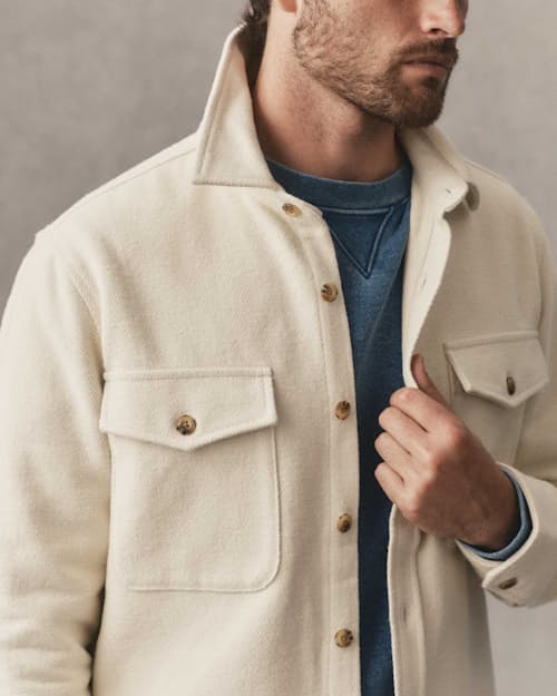 on model image of The Maritime Shirt