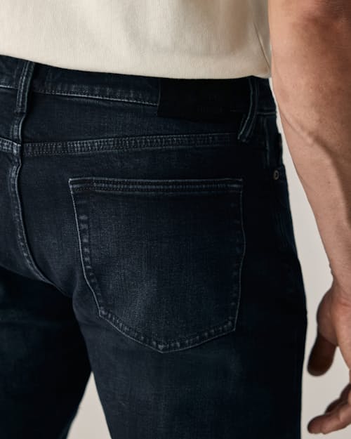 on model image of Stretch Selvedge Denim - HB Athletic Tapered