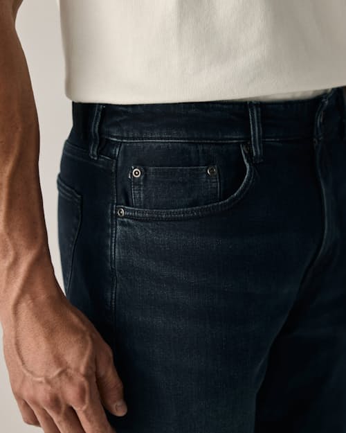 on model image of Stretch Selvedge Denim - HB Athletic Straight