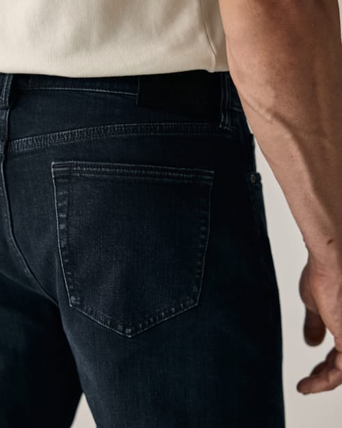 on model image of Stretch Selvedge Denim - HB Athletic Straight