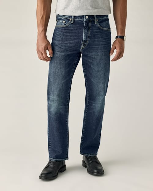 on model image of Stretch Selvedge Denim - HB Athletic Straight