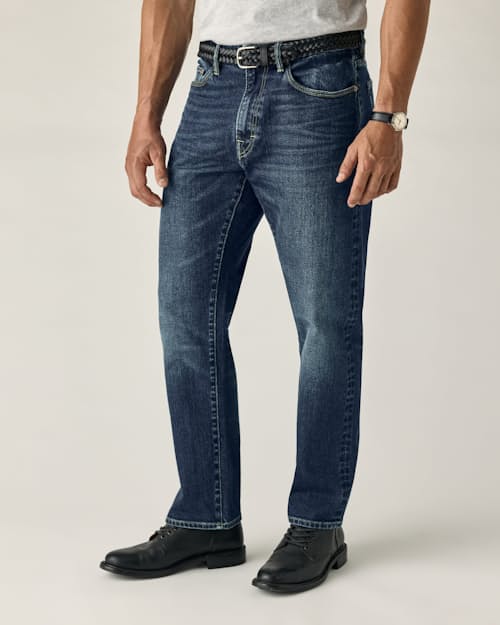 on model image of Stretch Selvedge Denim - HB Athletic Straight