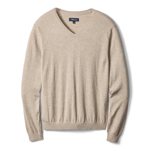 laydown image of Lightweight Cotton-Merino V-Neck Sweater