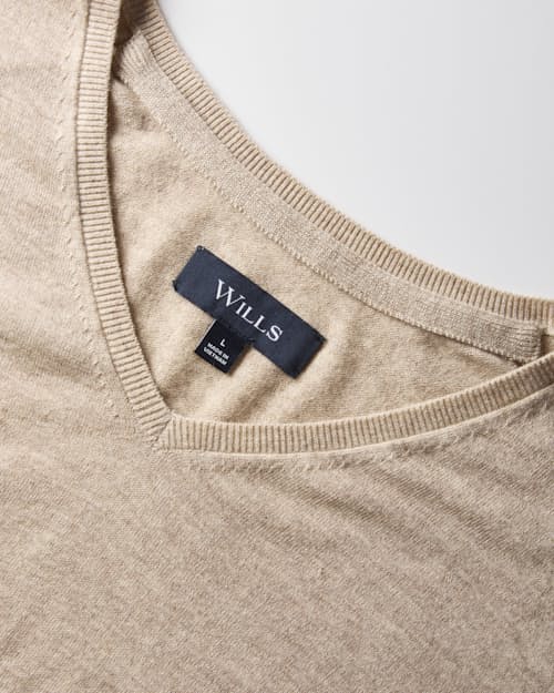 laydown detail image of Lightweight Cotton-Merino V-Neck Sweater