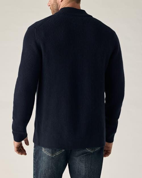 on model image of Cotton/Cashmere Zip-Up Cardigan