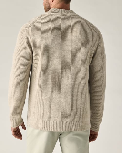 on model image of Cotton/Cashmere Zip-Up Cardigan