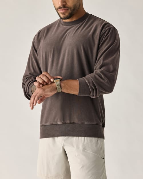 on model image of PatinaTech Crewneck Sweatshirt