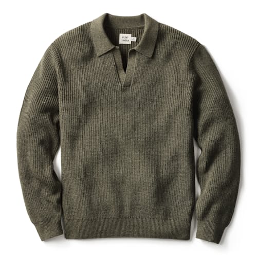 laydown image of Bolinas Cotton Johnny Collar Sweater Polo