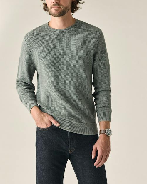 on model image of Washed Cotton Crewneck
