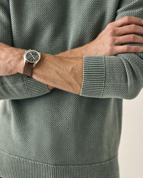 on model image of Washed Cotton Crewneck