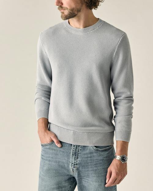 on model image of Washed Cotton Crewneck
