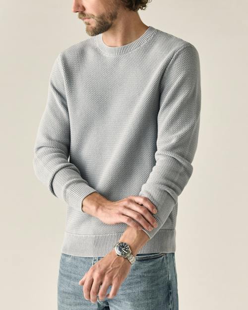 on model image of Washed Cotton Crewneck
