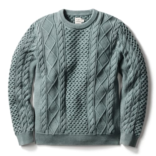 laydown image of Washed Cotton Cableknit Crewneck