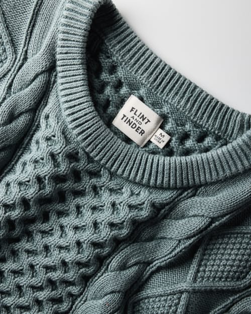 laydown detail image of Washed Cotton Cableknit Crewneck