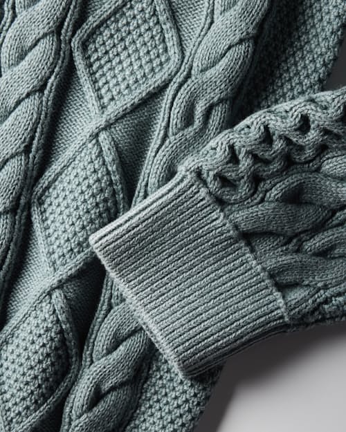 laydown detail image of Washed Cotton Cableknit Crewneck