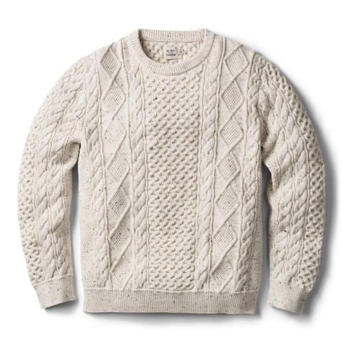 laydown image of Washed Cotton Cableknit Crewneck