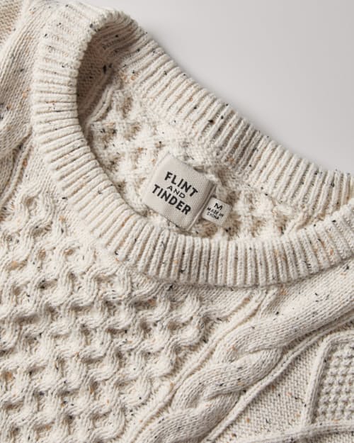 laydown detail image of Washed Cotton Cableknit Crewneck