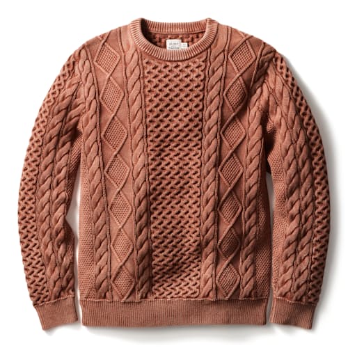 laydown image of Washed Cotton Cableknit Crewneck