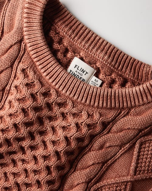 laydown detail image of Washed Cotton Cableknit Crewneck