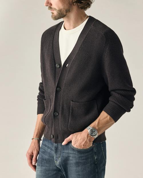 on model image of Bolinas Cotton Cardigan