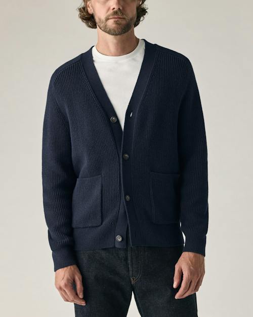 on model image of Bolinas Cotton Cardigan