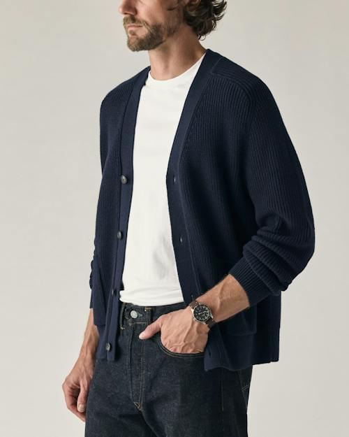 on model image of Bolinas Cotton Cardigan
