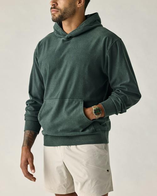 on model image of PatinaTech Hoodie