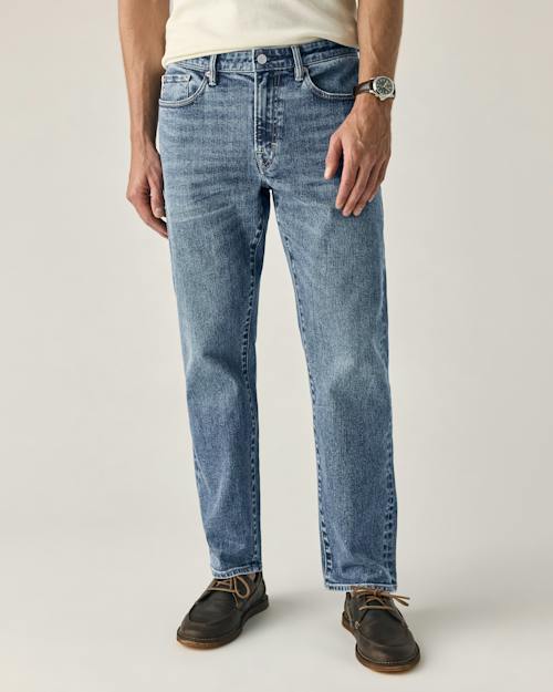 on model image of Japanese Stretch Selvedge Denim - HB Straight