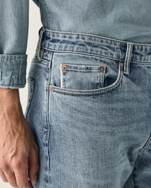 on model image of Japanese Stretch Selvedge Denim - HB Straight
