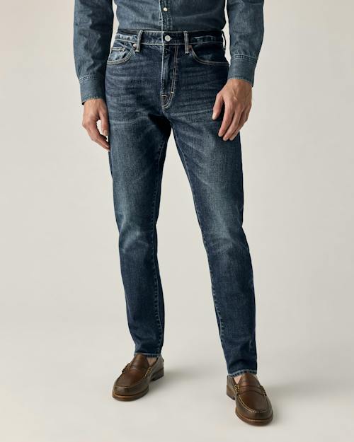 on model image of Japanese Stretch Selvedge Denim - HB Athletic Tapered