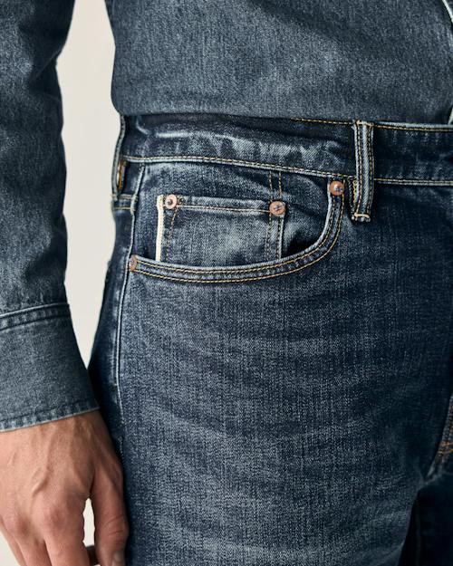 on model image of Japanese Stretch Selvedge Denim - HB Athletic Tapered