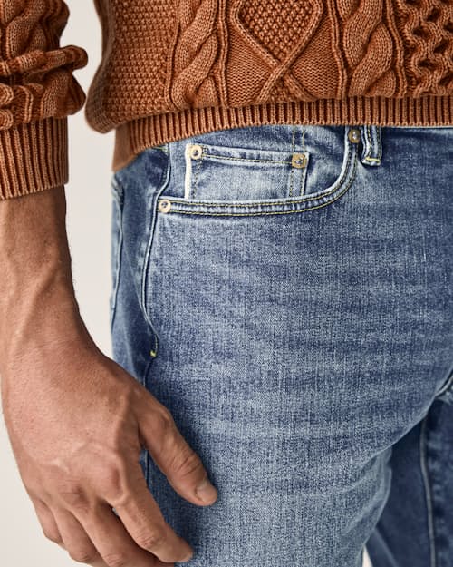 on model image of Japanese Stretch Selvedge Denim - HB Athletic Tapered