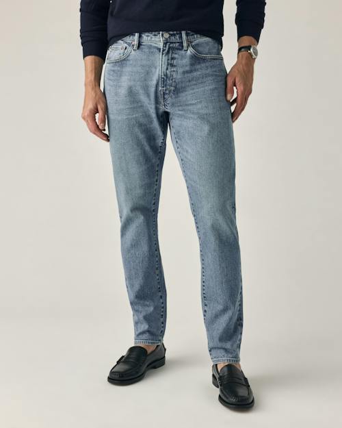 on model image of Japanese Stretch Selvedge Denim - HB Athletic Tapered